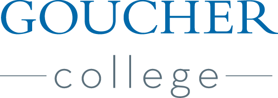Goucher College logo blue gray stacked