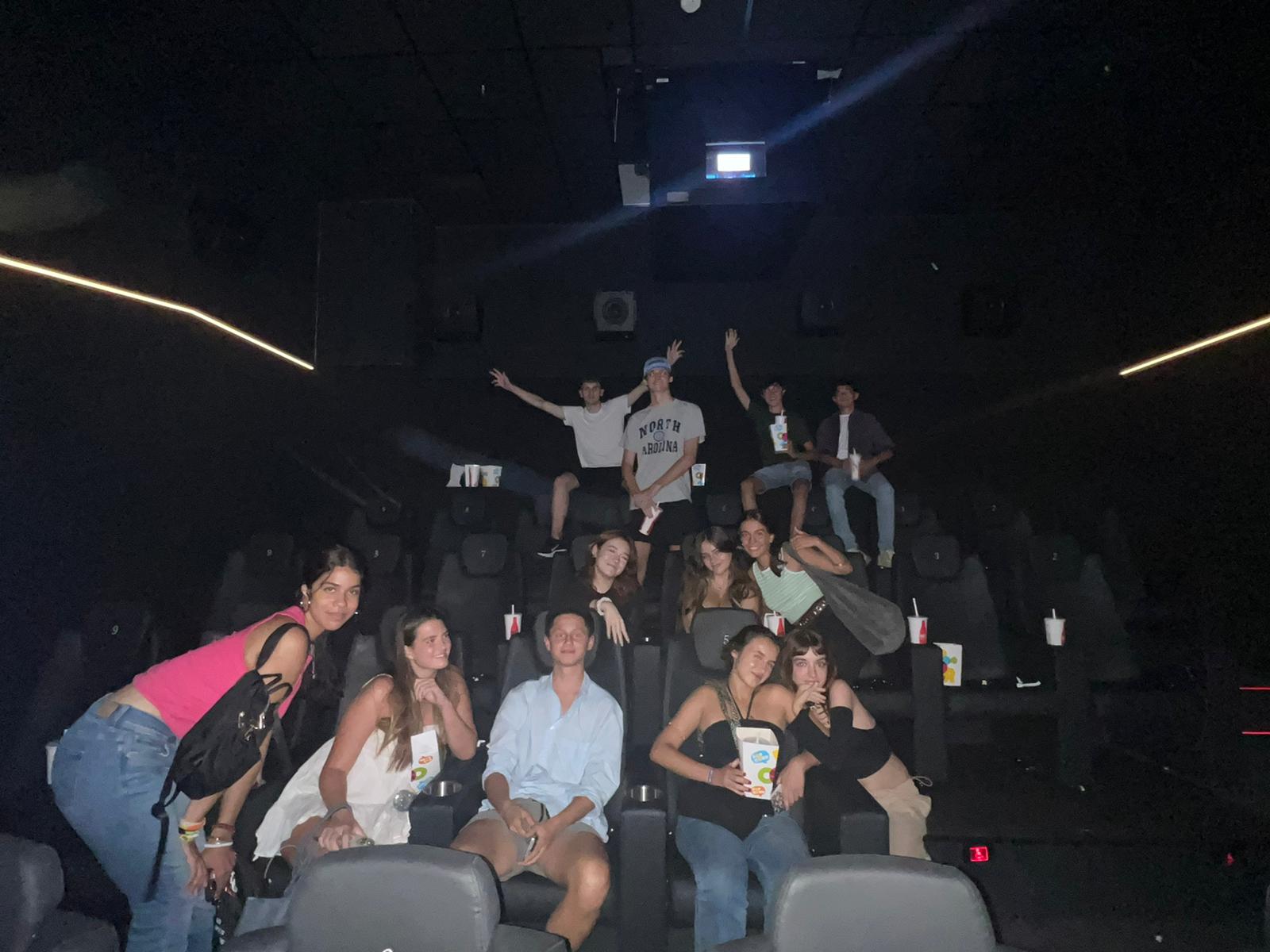 Alandis students from Choate Rosemary Hall together with their exchange partners attend the cinema in Seville, Fall 2023