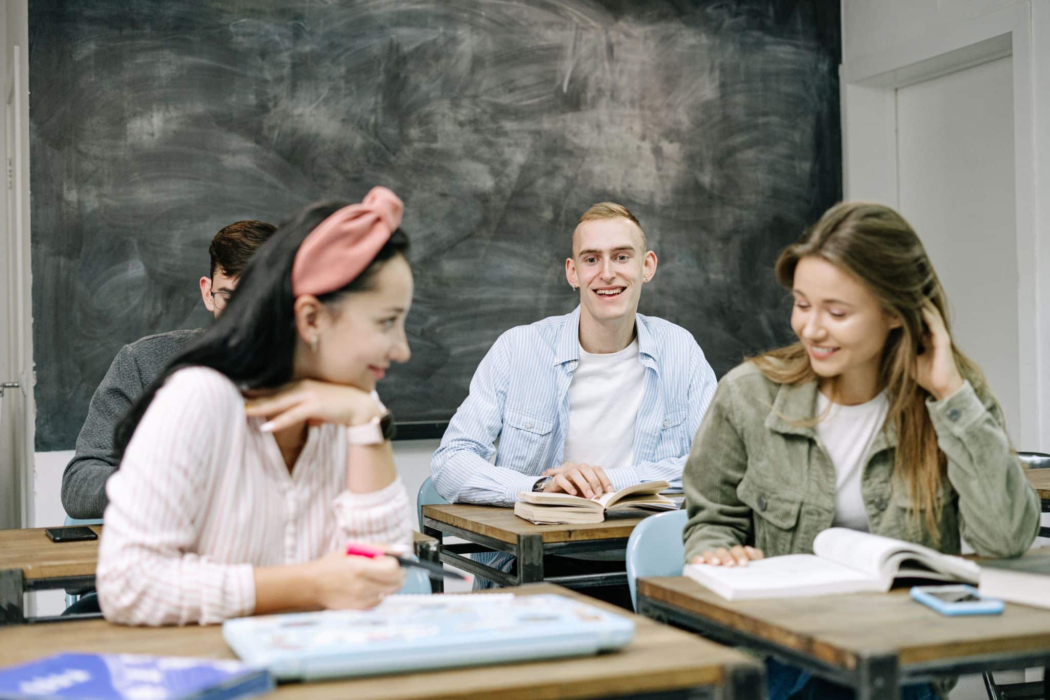 Students doing a Spanish speaking activity