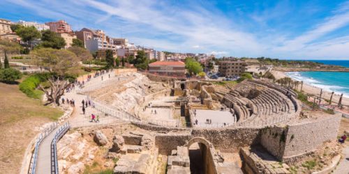Roman Amphitheater, Costa Daurada, Catalunya. Copy space for text